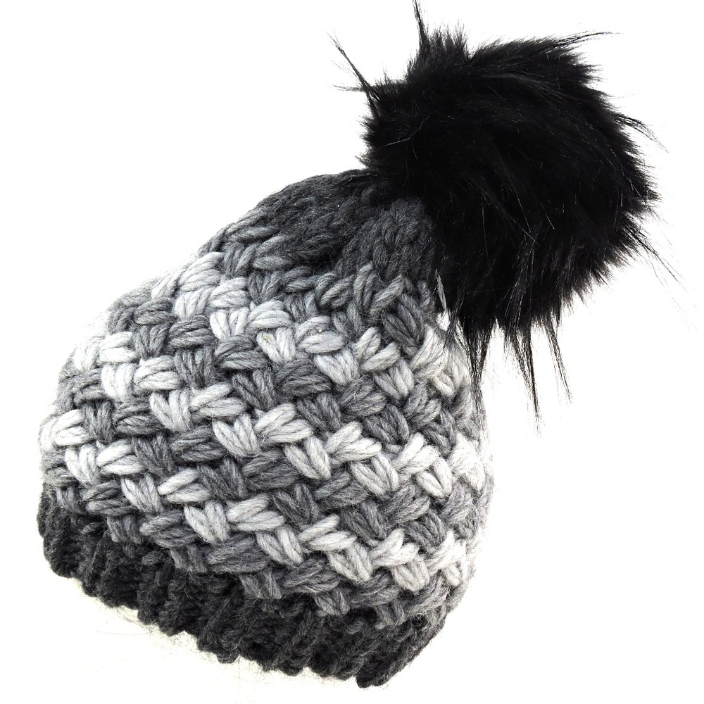 NARDI & TAGLIAFERRI 🇮🇹 WOMEN'S GREY WOOL/ALPACA WINTER POMPOM HAT
